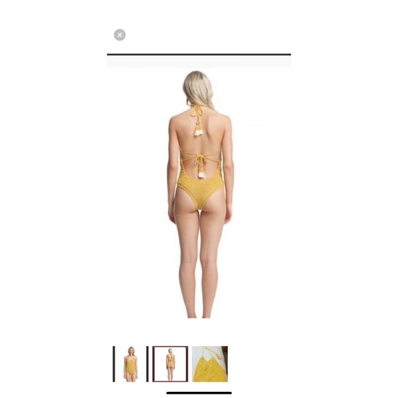 She Made Me crocheted one piece swimsuit yellow size SM - Picture 2 of 14